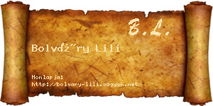 Bolváry Lili névjegykártya